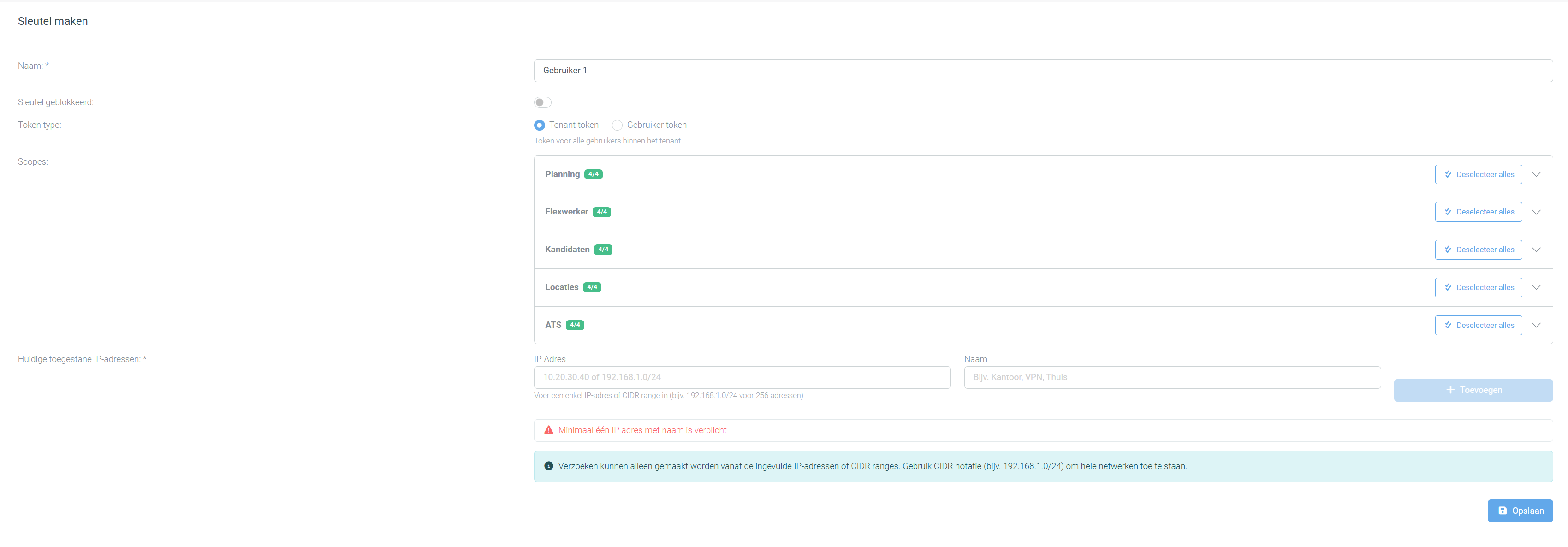 API key configuratie